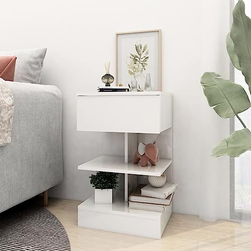 HEFZGDB Nachttische 2 STK. Hochglanz-Weiß 40x35x65 cm Sideboard Wohnzimmer Beistelltisch Konsolentisch Nachttischschrank für Schlafzimmer Gästezimmer Hotel Wohnzimmer von HEFZGDB