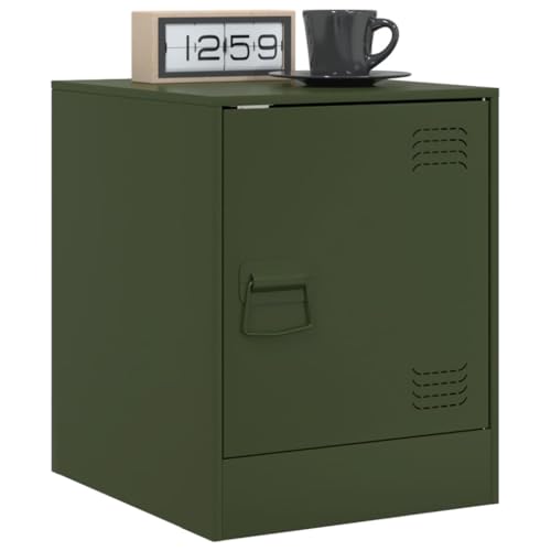 HEFZGDB Nachttische 2 STK. Olivgrün 34,5x39x44 cm Stahl Kaffeetisch Nachtkästchen Nachtschrank Lowboard für Schlafzimmer Hotel Wohnzimmer Gästezimmer von HEFZGDB