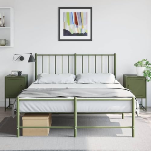 HEFZGDB Nachttische 2 STK. Olivgrün 36x39x60,5 cm Stahl Anrichte Nachtkästchen Nachtschrank Nachttischschrank für Schlafzimmer Gästezimmer Wohnzimmer Hotel von HEFZGDB