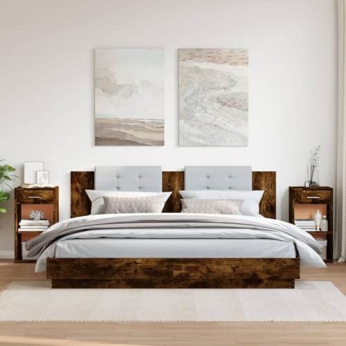 HEFZGDB Nachttische 2 STK. Räuchereiche 35x34x65 cm Holzwerkstoff Sideboard Wohnzimmer Beistelltisch Wohnzimmertisch Küchentisch für Wohnzimmer Hotel Schlafzimmer Gästezimmer von HEFZGDB