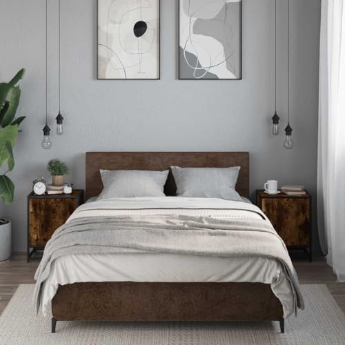 HEFZGDB Nachttische 2 STK. Räuchereiche 40x31x50cm Holzwerkstoff Metall Nachtschränkchen Nachtkästchen Nachttischschrank Küchentisch für Hotel Gästezimmer Schlafzimmer Wohnzimmer von HEFZGDB