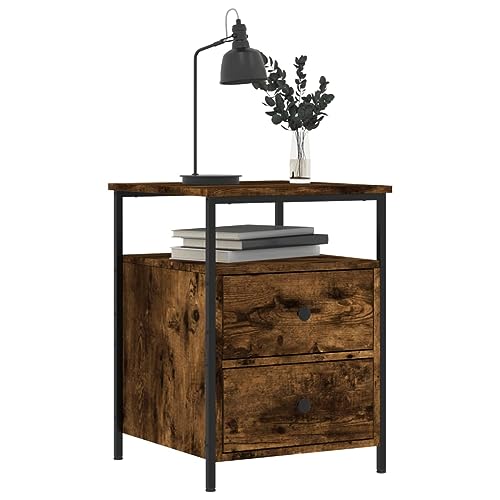 HEFZGDB Nachttische 2 STK. Räuchereiche 44x45x60 cm Holzwerkstoff Nachttisch Vintage Nachttische Nachtschrank Nachtkasten für Wohnzimmer Schlafzimmer Gästezimmer Hotel von HEFZGDB