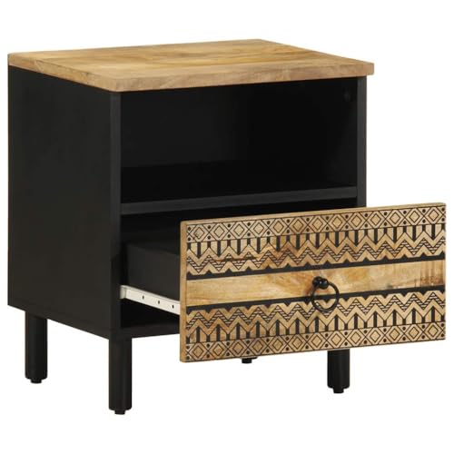 HEFZGDB Nachttische 2 STK. Schwarz 40x33x46 cm Raues Mangoholz Nachtkasten Nachtschrank Wohnzimmertisch Nachtschränkchen für Hotel Wohnzimmer Gästezimmer Schlafzimmer HEFZGDB Nachttische 2 STK. Schwarz 40x33x46 cm Raues Mangoholz Nachtkasten Nachtschrank Wohnzimmertisch Nachtschränkchen für Hotel Wohnzimmer Gästezimmer Schlafzimmer von HEFZGDB
