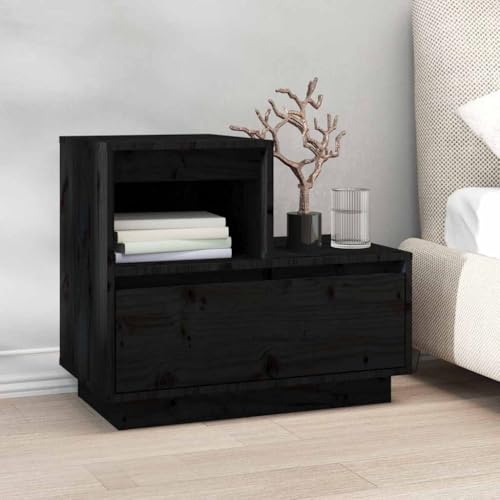 HEFZGDB Nachttische 2 STK. Schwarz 60x34x51 cm Massivholz Kiefer Nachttisch Organizer Nachtkästchen Couchtisch Nachttischschrank für Schlafzimmer Wohnzimmer Hotel Gästezimmer HEFZGDB Nachttische 2 STK. Schwarz 60x34x51 cm Massivholz Kiefer Nachttisch Organizer Nachtkästchen Couchtisch Nachttischschrank für Schlafzimmer Wohnzimmer Hotel Gästezimmer von HEFZGDB