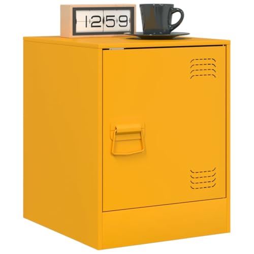 HEFZGDB Nachttische 2 STK. Senfgelb 34,5x39x44 cm Stahl Kaffeetisch Nachtkästchen Nachtschrank Lowboard für Schlafzimmer Hotel Wohnzimmer Gästezimmer von HEFZGDB