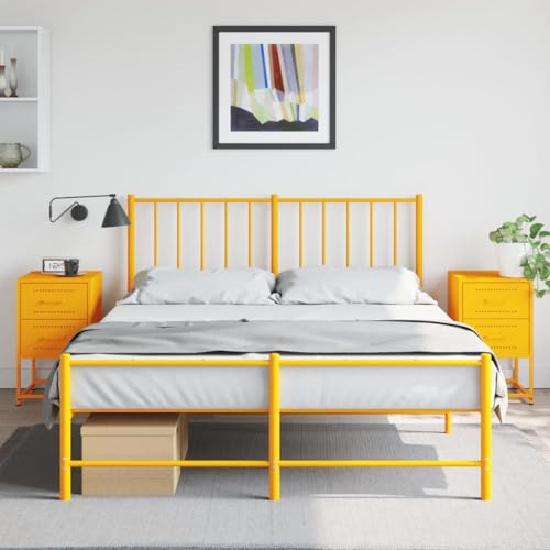 HEFZGDB Nachttische 2 STK. Senfgelb 36x39x60,5 cm Stahl Bedside Table Nachttische Couchtisch Nachttischschrank für Hotel Schlafzimmer Wohnzimmer Gästezimmer von HEFZGDB