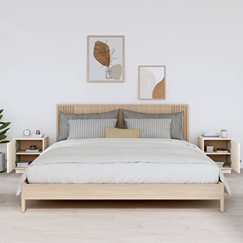 HEFZGDB Nachttische 2 STK. Weiß 40x34x45 cm Massivholz Kiefer Anrichte Nachtkästchen Nachtschrank Nachttischschrank für Wohnzimmer Schlafzimmer Gästezimmer Hotel von HEFZGDB
