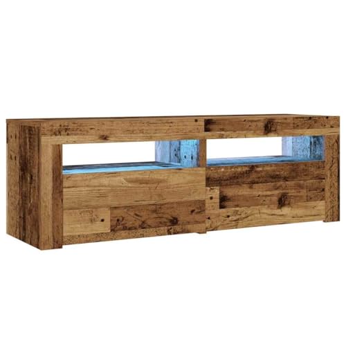 HEFZGDB Nachttische 2 STK. mit LEDs Altholz-Optik 60x35x40 cm Nachtschränkchen Nachtschrank Konsolentisch Stubentisch für Wohnzimmer Schlafzimmer Gästezimmer Hotel von HEFZGDB