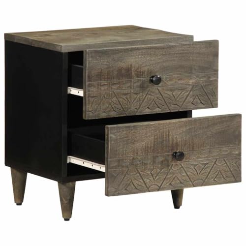 HEFZGDB Nachttische 2 Stück Hellgrau 40x33x46 cm Massivholz Mango Nachtschränkchen Nachtschrank Konsolentisch Stubentisch für Wohnzimmer Gästezimmer Hotel Schlafzimmer von HEFZGDB
