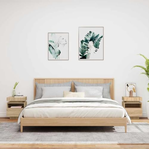 HEFZGDB Nachttische mit LED-Leuchten 2 STK. Sonoma Eiche 40x39x48,5 cm Nachttisch Modern Nachtschrank Beistelltisch Stubentisch für Wohnzimmer Gästezimmer Hotel Schlafzimmer HEFZGDB Nachttische mit LED-Leuchten 2 STK. Sonoma Eiche 40x39x48,5 cm Nachttisch Modern Nachtschrank Beistelltisch Stubentisch für Wohnzimmer Gästezimmer Hotel Schlafzimmer von HEFZGDB
