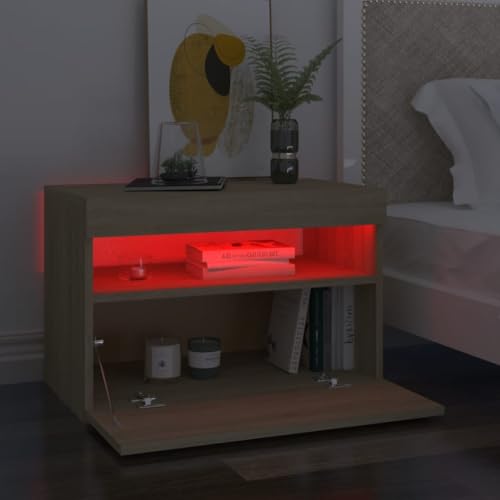 HEFZGDB Nachttische mit LED-Leuchten 2 STK. Sonoma-Eiche 60x35x40 cm Nachttisch Vintage Nachttische Beistelltisch Nachtschränkchen für Hotel Gästezimmer Schlafzimmer Wohnzimmer HEFZGDB Nachttische mit LED-Leuchten 2 STK. Sonoma-Eiche 60x35x40 cm Nachttisch Vintage Nachttische Beistelltisch Nachtschränkchen für Hotel Gästezimmer Schlafzimmer Wohnzimmer von HEFZGDB