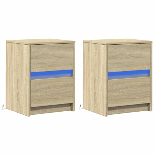 HEFZGDB Nachttische mit LED-Leuchten 2 STK. Sonoma Eiche Holzwerkstoff Nachttisch Vintage Nachtschrank Beistelltisch Küchentisch für Schlafzimmer Wohnzimmer Gästezimmer Hotel HEFZGDB Nachttische mit LED-Leuchten 2 STK. Sonoma Eiche Holzwerkstoff Nachttisch Vintage Nachtschrank Beistelltisch Küchentisch für Schlafzimmer Wohnzimmer Gästezimmer Hotel von HEFZGDB