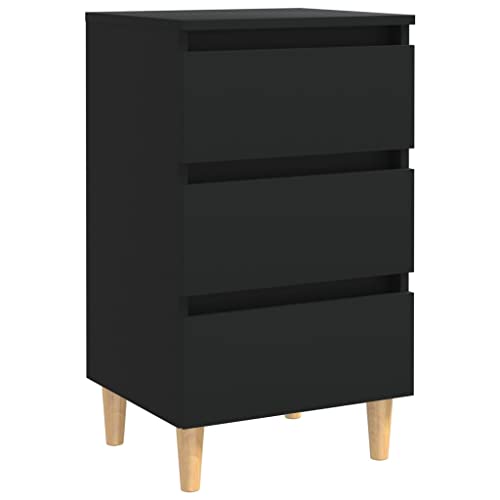HEFZGDB Nachttische mit Massivholz-Beinen 2 STK. Schwarz 40x35x69 cm Sideboard Wohnzimmer Nachtschrank Beistelltisch Nachtschränkchen für Hotel Wohnzimmer Gästezimmer Schlafzimmer von HEFZGDB