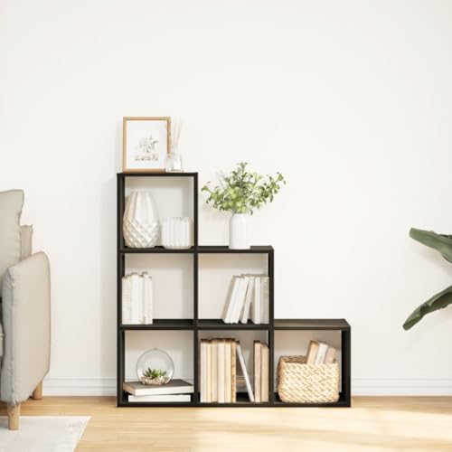 HEFZGDB Raumteiler-Bücherregal 3 Etagen Schwarz 99x29x99 cm Allzweckschrank Cd Regal Regale Vitrine für Arbeitszimmer Büro Bibliothek Schlafzimmer von HEFZGDB