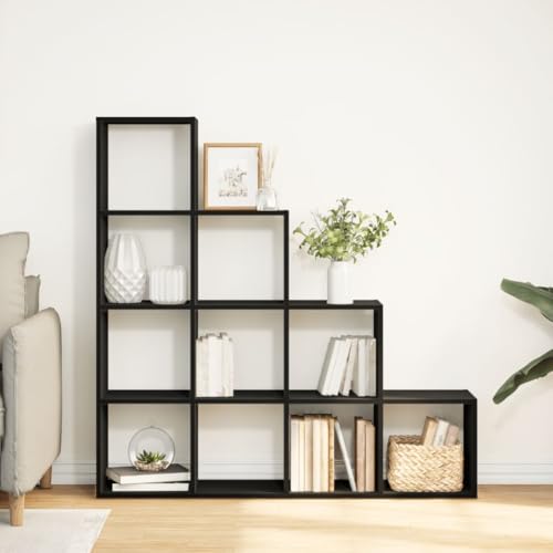 HEFZGDB Raumteiler-Bücherregal 4 Stufen Schwarz 131,5x29x131,5 cm Allzweckschrank Cd Regal Regale Vitrine für Arbeitszimmer Büro Bibliothek Schlafzimmer von HEFZGDB