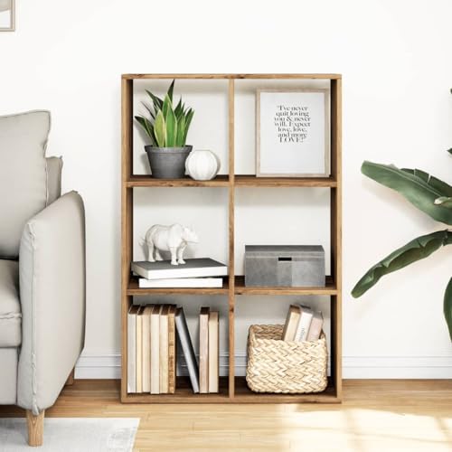 HEFZGDB Raumteiler-Bücherregal Artisan-Eiche 69,5x29x103,5 cm Allzweckschrank Bücherregal Klein Mehrzweckschrank Vitrine für Bibliothek Büro Wohnbereich Arbeitszimmer von HEFZGDB