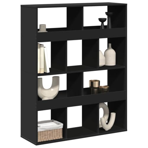 HEFZGDB Raumteiler Schwarz 100x33x125,5 cm Holzwerkstoff Küchenregal Cd Regal Mehrzweckschrank Vitrine für Schlafzimmer Bibliothek Wohnbereich Büro von HEFZGDB