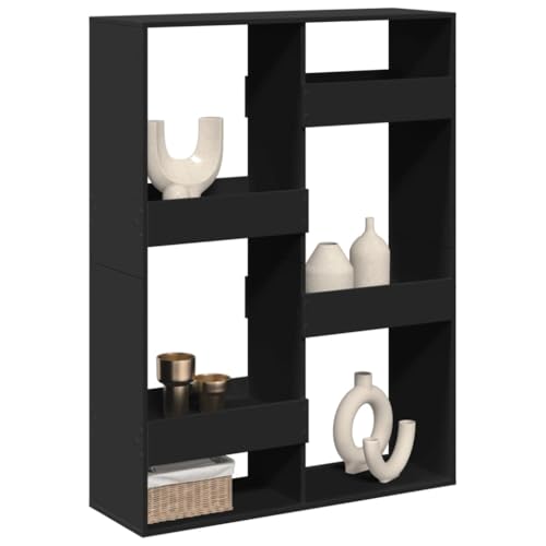 HEFZGDB Raumteiler Schwarz 100x33x135 cm Holzwerkstoff Regal Schlafzimmer Bücherregal Klein Cd Regal Küchenschrank für Bibliothek Wohnbereich Büro Arbeitszimmer von HEFZGDB