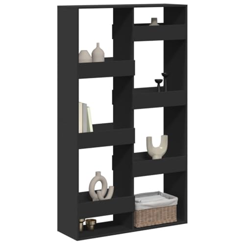 HEFZGDB Raumteiler Schwarz 100x33x175 cm Holzwerkstoff Regal Schlafzimmer Bücherregal Klein Cd Regal Küchenschrank für Bibliothek Wohnbereich Büro Arbeitszimmer von HEFZGDB