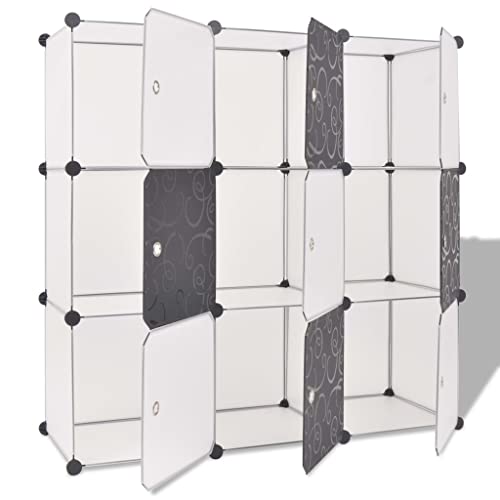 HEFZGDB Regalsystem Würfelregal mit 9 Fächern Schwarz und Weiß Allzweckschrank Shoe Rack Schuhregale Shoe Cabinet für Eingangshalle Schlafzimmer Küche Wohnbereich von HEFZGDB