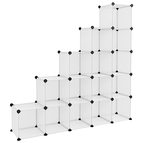 HEFZGDB Regalsystem mit 15 Würfeln Transparent PP Kleines Schuhregal Schmal Badezimmer Regal Cupboard Schrank Flur für Schlafzimmer Schlafsaal Wohnbereich Küche von HEFZGDB