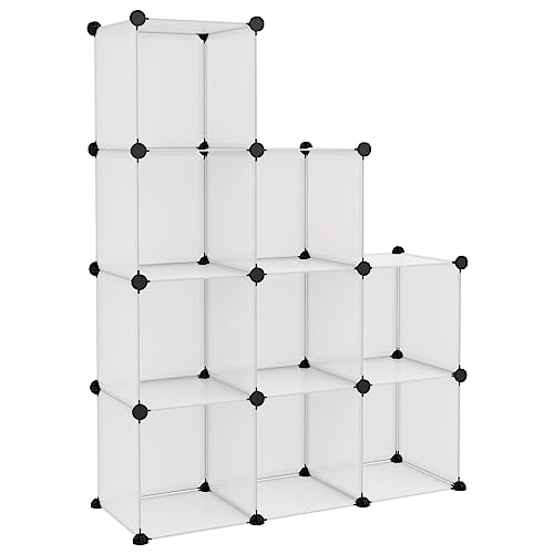 HEFZGDB Regalsystem mit 9 Würfeln Transparent PP Kleines Schuhregal Schmal Badezimmer Regal Cupboard Schrank Flur für Schlafzimmer Schlafsaal Wohnbereich Küche von HEFZGDB