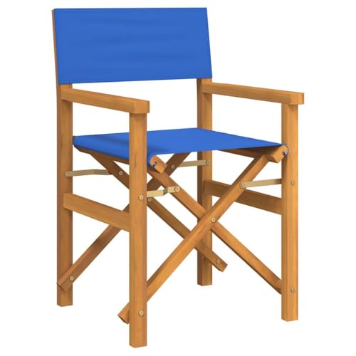 HEFZGDB Regiestühle 2 STK. Klappbar Blau Massivholz Teak Balkon Lounge Campingstuhl Gartenstühle Essstuhl für Terrasse Balkon Garten Parks von HEFZGDB