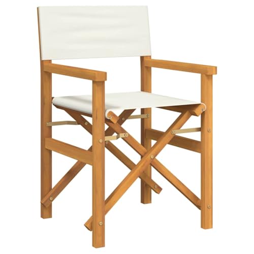 HEFZGDB Regiestühle 2 STK. Klappbar Creme Massivholz Teak Balkon Lounge Campingstuhl Gartenstühle Essstuhl für Terrasse Balkon Garten Parks von HEFZGDB