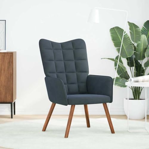 HEFZGDB Relaxsessel Dunkelgrau Samt Couchsessel Schminkstuhl Loungesessel Wohnzimmer Armchair Living Room für Arbeitszimmer Wohnbereich Schlafzimmer Balkon von HEFZGDB