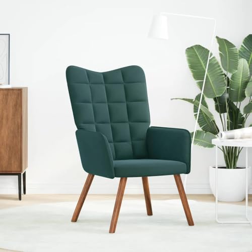 HEFZGDB Relaxsessel Dunkelgrün Samt Couchsessel Schminkstuhl Loungesessel Wohnzimmer Armchair Living Room für Arbeitszimmer Wohnbereich Schlafzimmer Balkon von HEFZGDB