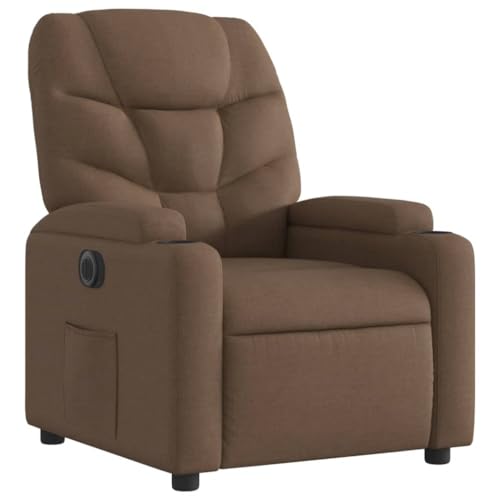 HEFZGDB Relaxsessel Elektrisch Braun Stoff Living Room Chairs Lesesessel Bequem Lesestuhl Reading Chair für Arbeitszimmer Schlafzimmer Wohnbereich Balkon von HEFZGDB