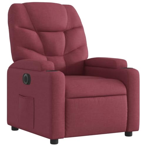 HEFZGDB Relaxsessel Elektrisch Weinrot Stoff Living Room Chairs Lesesessel Bequem Lesestuhl Reading Chair für Arbeitszimmer Schlafzimmer Wohnbereich Balkon von HEFZGDB