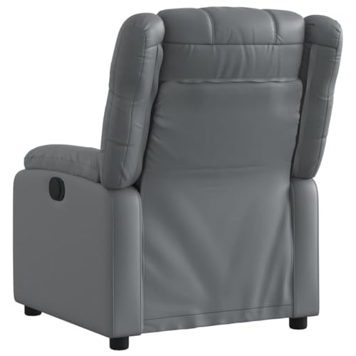 HEFZGDB Relaxsessel Grau Kunstleder Wohnzimmerstühle Lesesessel Bequem Esszimmerstühle Hocker Schminktisch für Wohnbereich Arbeitszimmer Schlafzimmer Sitzungszimmer von HEFZGDB