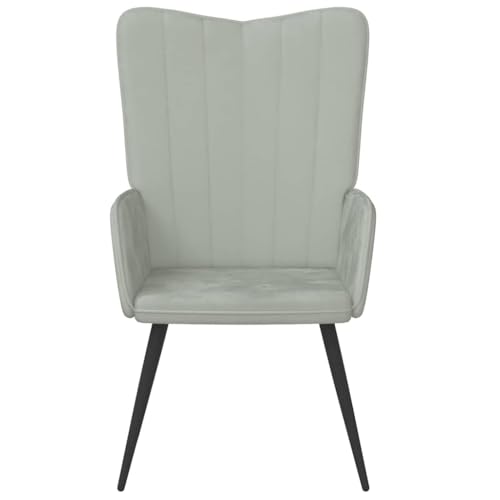 HEFZGDB Relaxsessel Hellgrau Samt Couchsessel Lesesessel Bequem Küchenstühle Seselstuhl Wohnzimmer für Arbeitszimmer Balkon Sitzungszimmer Schlafzimmer von HEFZGDB