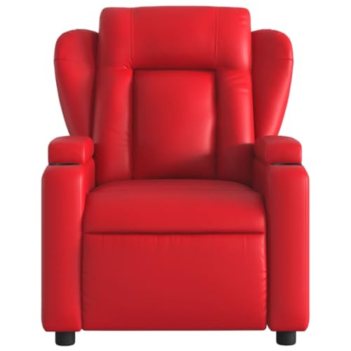 HEFZGDB Relaxsessel Rot Kunstleder Big Sessel Lesesessel Bequem Schminkstuhl Kleiner Sessel für Sitzungszimmer Balkon Arbeitszimmer Schlafzimmer von HEFZGDB