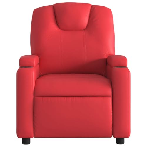 HEFZGDB Relaxsessel Rot Kunstleder Big Sessel Loungesessel Wohnzimmer Schminktisch Stuhl Esszimmerstühle für Wohnbereich Balkon Schlafzimmer Arbeitszimmer von HEFZGDB
