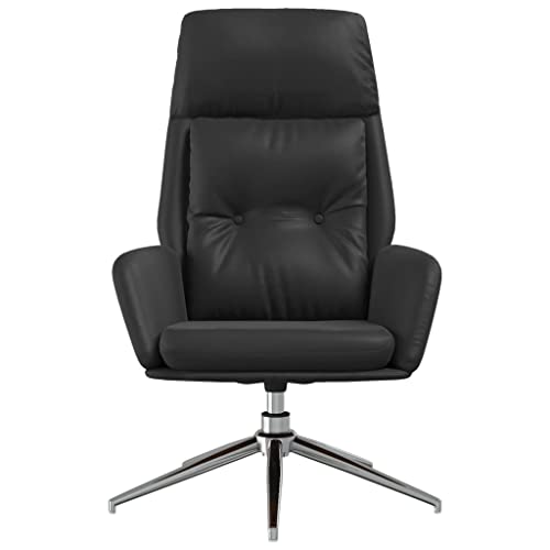 HEFZGDB Relaxsessel Schwarz Echtleder Sessel Klein Lesesessel Bequem Loungesessel Wohnzimmer Hocker Schminktisch für Balkon Wohnbereich Schlafzimmer Arbeitszimmer von HEFZGDB
