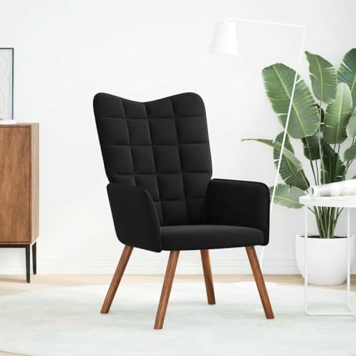 HEFZGDB Relaxsessel Schwarz Samt Couchsessel Schminkstuhl Loungesessel Wohnzimmer Armchair Living Room für Arbeitszimmer Wohnbereich Schlafzimmer Balkon von HEFZGDB