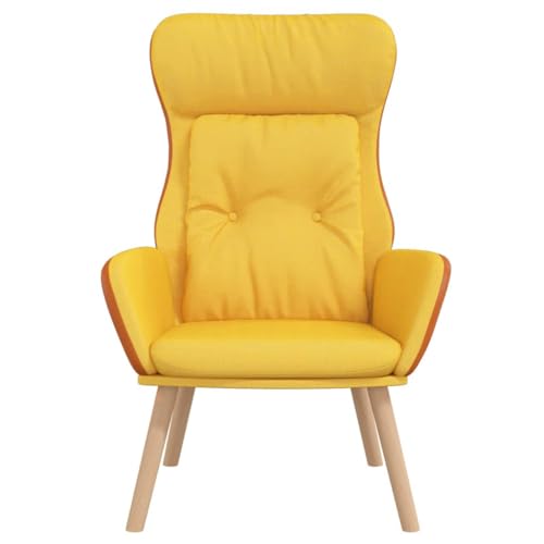 HEFZGDB Relaxsessel Senfgelb Stoff und PVC Reading Chair Schminkstuhl Seselstuhl Wohnzimmer Kleiner Sessel für Schlafzimmer Sitzungszimmer Wohnbereich Arbeitszimmer von HEFZGDB