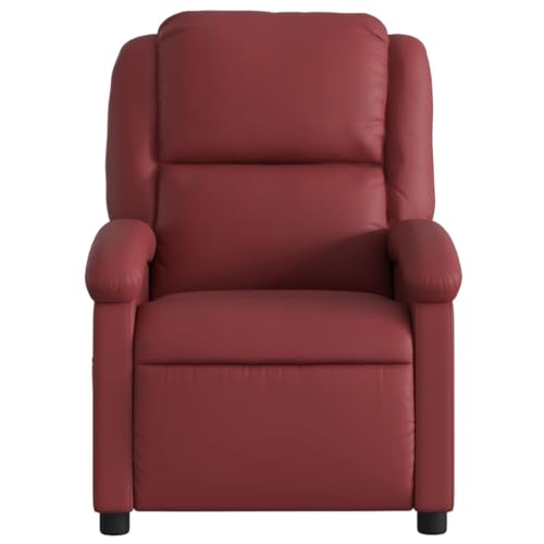 HEFZGDB Relaxsessel Weinrot Kunstleder Armchair Living Room Loungesessel Wohnzimmer Lesestuhl Reading Chair für Schlafzimmer Arbeitszimmer Wohnbereich Sitzungszimmer von HEFZGDB