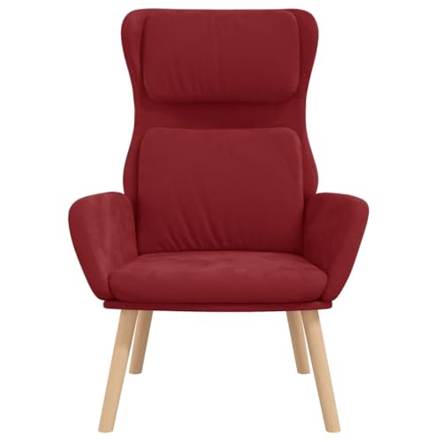 HEFZGDB Relaxsessel Weinrot Samt Couchsessel Loungesessel Wohnzimmer Lesestuhl Kleiner Sessel für Balkon Sitzungszimmer Arbeitszimmer Schlafzimmer von HEFZGDB