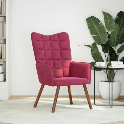HEFZGDB Relaxsessel Weinrot Samt Couchsessel Schminkstuhl Loungesessel Wohnzimmer Armchair Living Room für Arbeitszimmer Wohnbereich Schlafzimmer Balkon von HEFZGDB