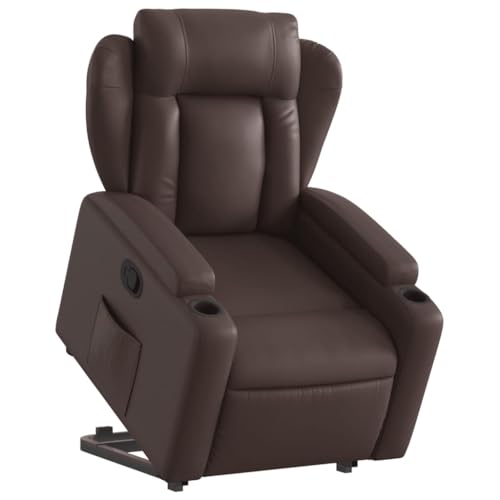 HEFZGDB Relaxsessel mit Aufstehhilfe Braun Kunstleder Couchsessel Lesesessel Bequem Küchenstühle Seselstuhl Wohnzimmer für Wohnbereich Schlafzimmer Sitzungszimmer Arbeitszimmer von HEFZGDB