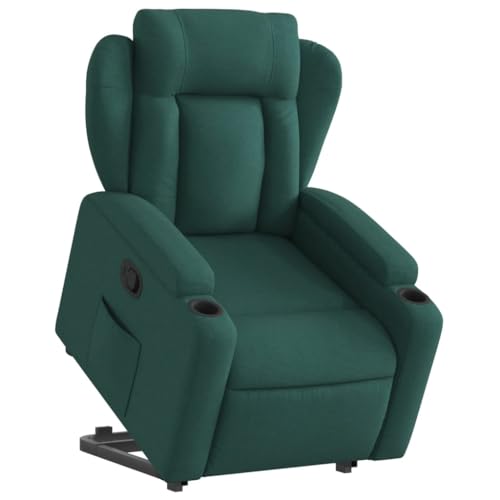 HEFZGDB Relaxsessel mit Aufstehhilfe Dunkelgrün Stoff Armlehnstuhl Lesesessel Bequem Schminkstuhl Seselstuhl Wohnzimmer für Sitzungszimmer Schlafzimmer Arbeitszimmer Balkon von HEFZGDB