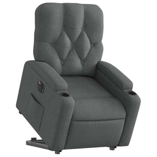 HEFZGDB Relaxsessel mit Aufstehhilfe Elektrisch Dunkelgrau Stoff Reading Chair Esszimmerstühle Hocker Schminktisch Küchenstühle für Sitzungszimmer Arbeitszimmer Balkon Schlafzimmer von HEFZGDB