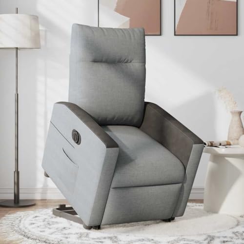 HEFZGDB Relaxsessel mit Aufstehhilfe Elektrisch Hellgrau Stoff Armlehnstuhl Schminkstuhl Loungesessel Wohnzimmer Hocker Schminktisch für Schlafzimmer Arbeitszimmer Wohnbereich Balkon von HEFZGDB