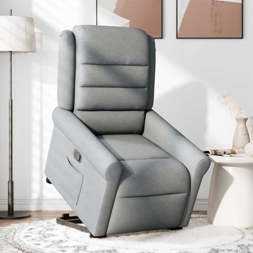 HEFZGDB Relaxsessel mit Aufstehhilfe Hellgrau Stoff Couchsessel Lesesessel Bequem Küchenstühle Seselstuhl Wohnzimmer für Sitzungszimmer Schlafzimmer Balkon Wohnbereich von HEFZGDB