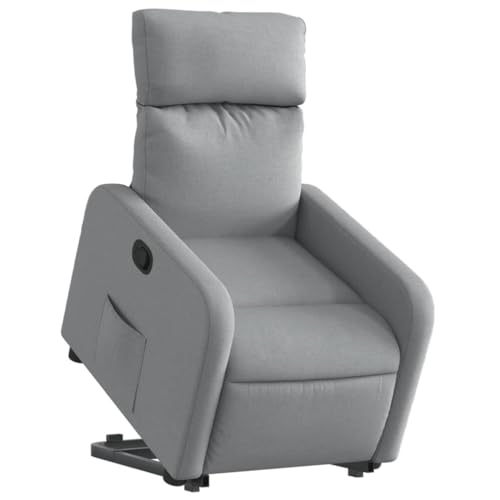HEFZGDB Relaxsessel mit Aufstehhilfe Hellgrau Stoff Living Room Chairs Lesesessel Bequem Lesestuhl Reading Chair für Arbeitszimmer Wohnbereich Balkon Schlafzimmer von HEFZGDB
