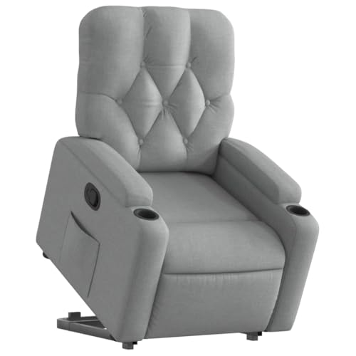 HEFZGDB Relaxsessel mit Aufstehhilfe Hellgrau Stoff Reading Chair Esszimmerstühle Hocker Schminktisch Küchenstühle für Sitzungszimmer Arbeitszimmer Balkon Schlafzimmer von HEFZGDB