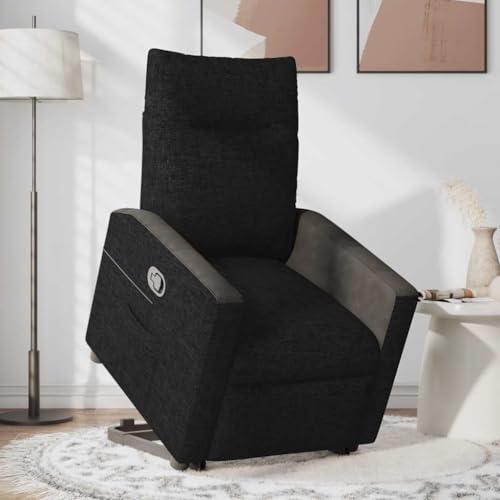 HEFZGDB Relaxsessel mit Aufstehhilfe Schwarz Stoff Armlehnstuhl Schminkstuhl Loungesessel Wohnzimmer Hocker Schminktisch für Schlafzimmer Arbeitszimmer Wohnbereich Balkon von HEFZGDB